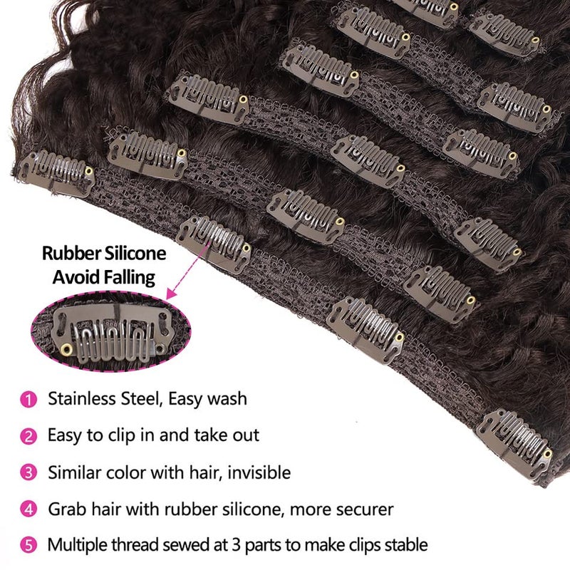BHF 26 inch Kinky Curly Clip In Hair Extension, 140g Double Weft Full Head Heat Resistance Synthetic Hair Extension For Women 7pieces (#4-Curly) - Image 4