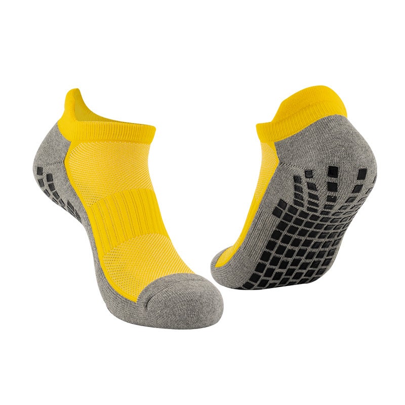 Generic Short-tube yoga socks mens and womens Terry black rubber bottom non-slip four-season breathable riding trampoline fitness floor sports boat Socks Orange - Image 3