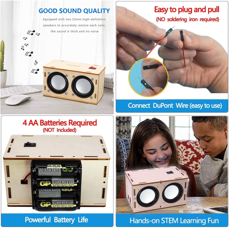 CYOEST STEM Projects for Kids & Adults Build Your Own Bluetooth Speaker - Science Experiment Electronics Kit | Beginner's Starter DIY Set,STEM Gifts for Teenage Girls + Boys Ages 10 and Up (Dual Speakers) - Image 4