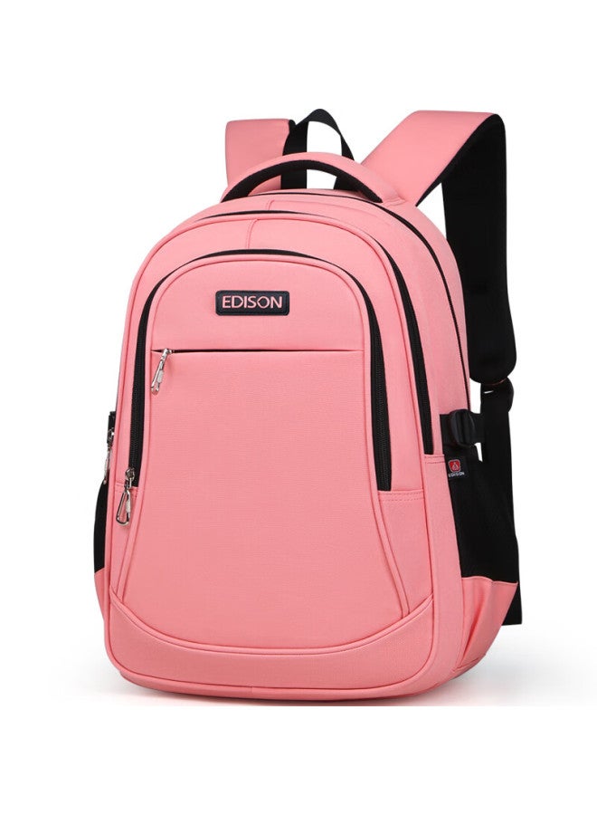 Edison Junior High School Backpack Waterproof Large Capacity Double Shoulder Bag Elementary School High Grade Burden Reduction Backpack L796-5 Light Pink - Image 1