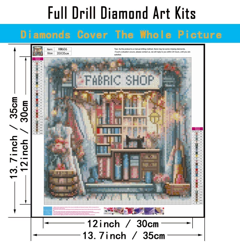 CHWGLFGG 5D Diamond Art Kits for Adults Beginners, Fabric Shop Diamond Painting Kits, DIY Full Round Drill Paint by Diamonds Dot Gem Art for Adults, Home Wall Decor 13.7X 13.7 Inch - Image 5