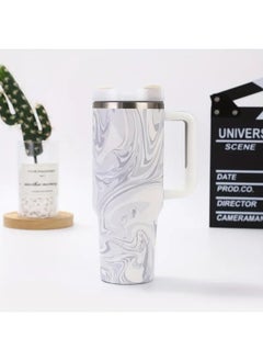 BPA Quench Cup Stainless Steel Vacuum Insulated Tumbler With Lid And Straw For Water  Iced Tea Or Coffee  Smoothie And More  White Grain  40 Oz By Bpa  - Image 3