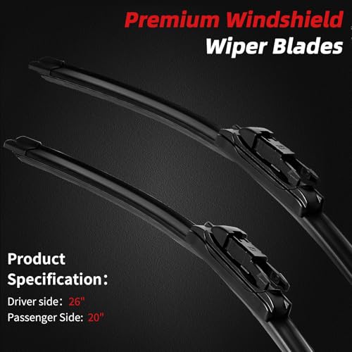 OTUAYAUTO Premium Windshield Wiper Blades - Replacement for Ford Taurus 11-18, Toyota Avalon 05-12 - Precision Fit, All-Weather Performance, Pinch Tab Front Window Wiper Blades - 26"+20" (Pack of 2) - Image 2