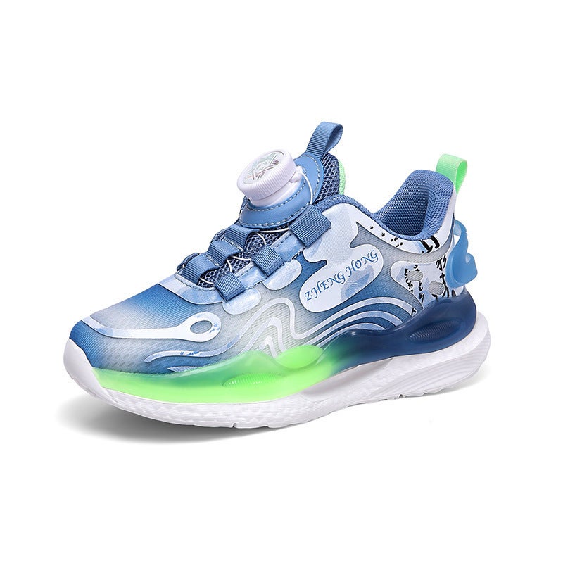 Boys' Shoes 24 Mesh Breathable Cool Handsome Sneaker Children'S Rotating Buckle Primary School Shoes - Image 1