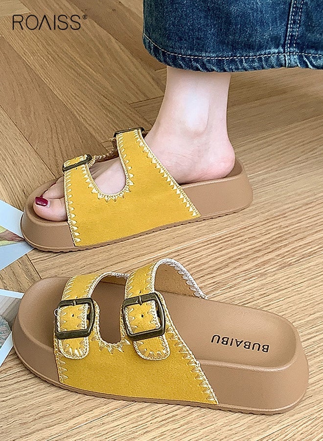 roaiss Women's Birkenstock Shoes Ladies Height Increasing Slippers High End Birkenstock Sandals Fashion Thick Soled Comfortable Slides for Indoor Outdoor Lounge Wear - Image 2