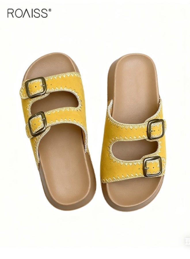 roaiss Women's Birkenstock Shoes Ladies Height Increasing Slippers High End Birkenstock Sandals Fashion Thick Soled Comfortable Slides for Indoor Outdoor Lounge Wear - Image 5