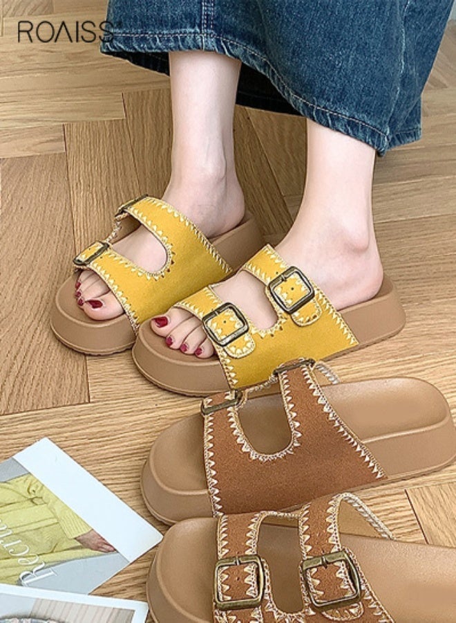 roaiss Women's Birkenstock Shoes Ladies Height Increasing Slippers High End Birkenstock Sandals Fashion Thick Soled Comfortable Slides for Indoor Outdoor Lounge Wear - Image 4