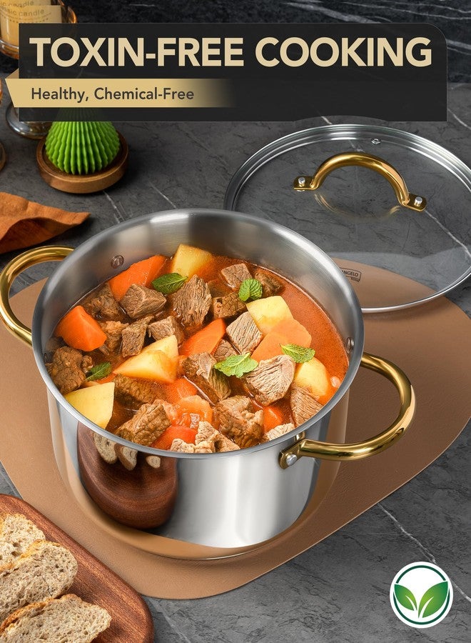 MICHELANGELO Stainless Steel Large Soup Pot With Lid - 10 Quart Stock Pot, Induction Compatible, Oven & Dishwasher Safe - Image 3