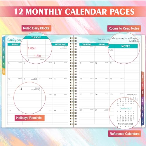 Journaltastic Teacher Planner 2025-2026 - 2025-2026 Weekly & Monthly Lesson Plan Book with Colorful Tabs, July 2025 - June 2026, 9" x 11", Academic Planner 2025-2026 with Twin-Wire Binding for Teachers - Watercolor - Image 3