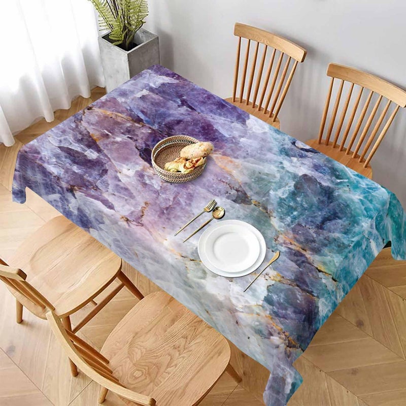 TKS MITLAN Tablecloth Quartz Stone Purple Blue Table Cloth Rectangle Table 52 x 70 Inch Ore Crystal Rough Stone Bright Gorgeous Style Kitchen Decorations for Home Dinner Party - Image 2