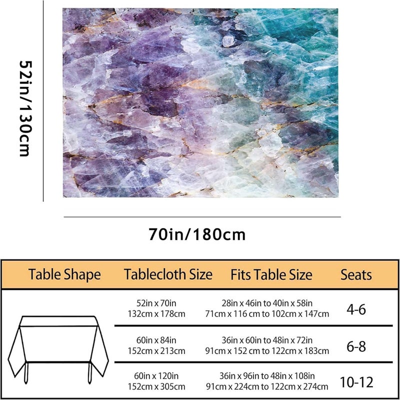 TKS MITLAN Tablecloth Quartz Stone Purple Blue Table Cloth Rectangle Table 52 x 70 Inch Ore Crystal Rough Stone Bright Gorgeous Style Kitchen Decorations for Home Dinner Party - Image 3