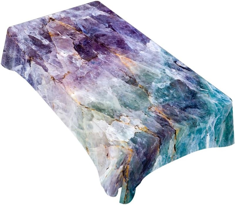 TKS MITLAN Tablecloth Quartz Stone Purple Blue Table Cloth Rectangle Table 52 x 70 Inch Ore Crystal Rough Stone Bright Gorgeous Style Kitchen Decorations for Home Dinner Party - Image 1