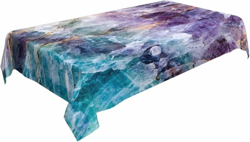 TKS MITLAN Tablecloth Quartz Stone Purple Blue Table Cloth Rectangle Table 52 x 70 Inch Ore Crystal Rough Stone Bright Gorgeous Style Kitchen Decorations for Home Dinner Party - Image 4
