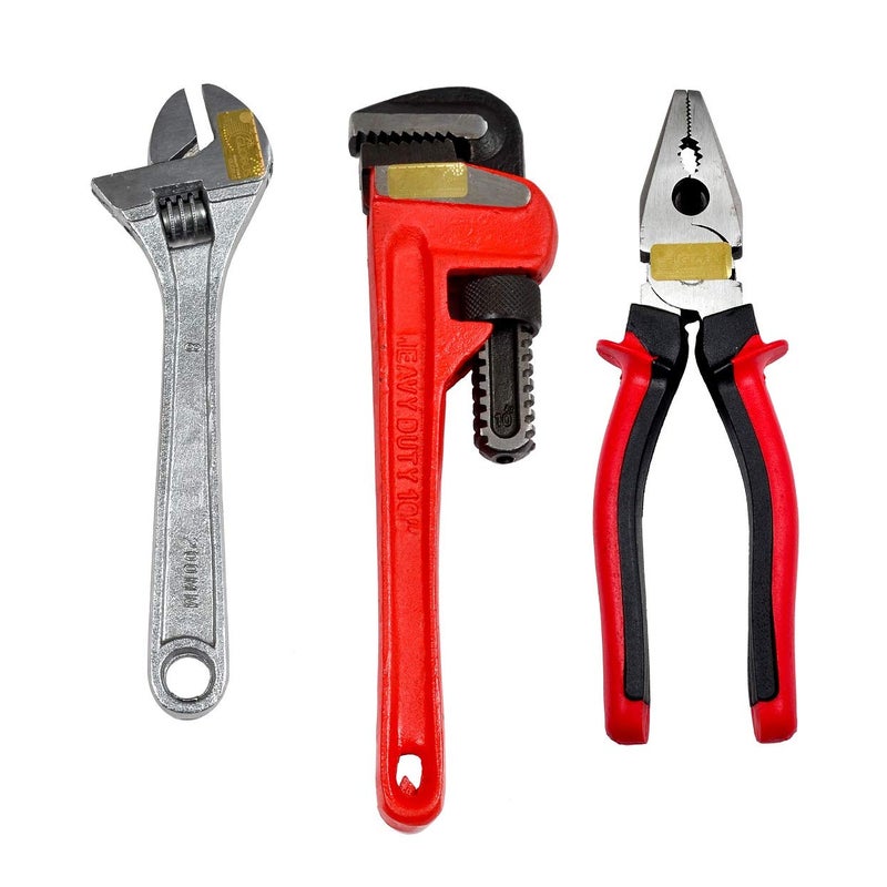 GLOBUS 920 Hand Tool Set 3 PCS8 Adjustable Wrench 8 plier 10 American Pipe Wrench - Image 1