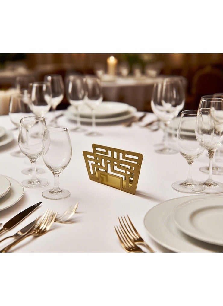 Dining Table Napkin Holder,Rectangular Arabic Style Napkin Holder, Perfect for Dining & Coffee Tables, Dining Rooms, Outdoor, Kitchen, Ideal for Restaurants, Hotels, Cafes and Bars(Golden)