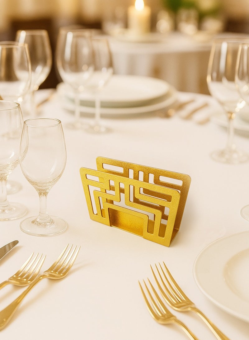 Dining Table Napkin Holder,Rectangular Arabic Style Napkin Holder, Perfect for Dining & Coffee Tables, Dining Rooms, Outdoor, Kitchen, Ideal for Restaurants, Hotels, Cafes and Bars(Golden)  - Image 3
