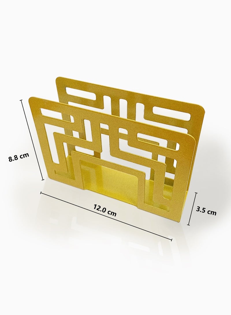 Dining Table Napkin Holder,Rectangular Arabic Style Napkin Holder, Perfect for Dining & Coffee Tables, Dining Rooms, Outdoor, Kitchen, Ideal for Restaurants, Hotels, Cafes and Bars(Golden)  - Image 2