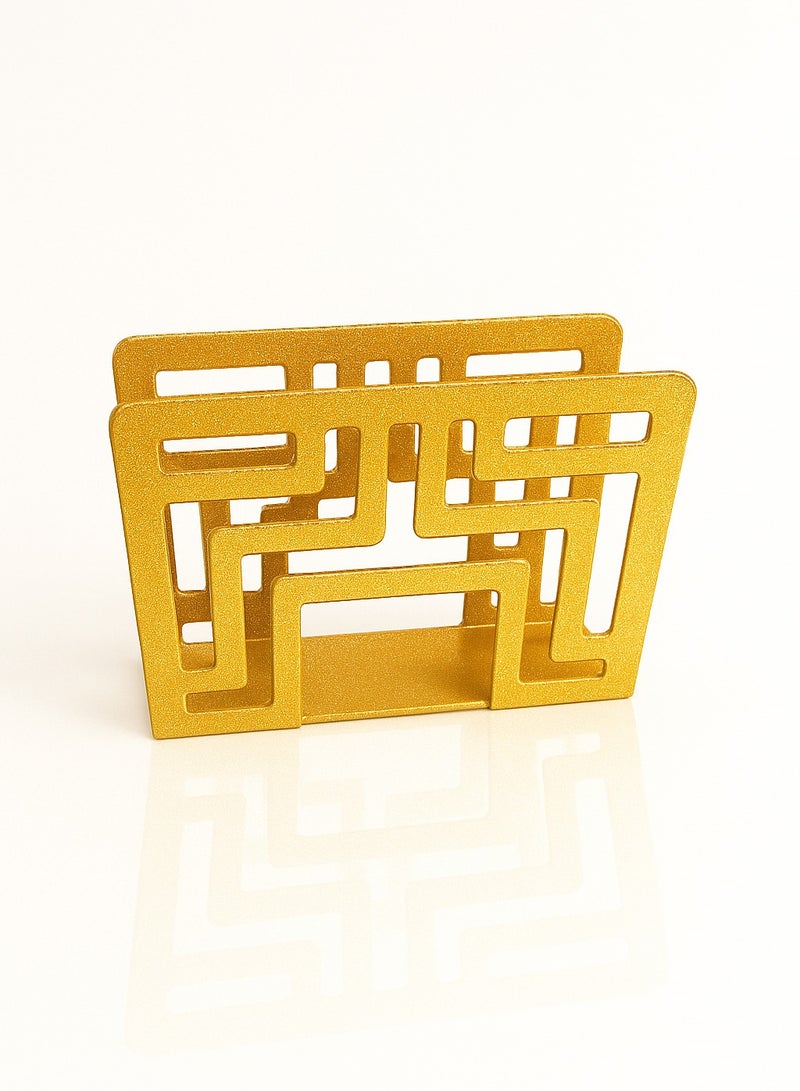 Dining Table Napkin Holder,Rectangular Arabic Style Napkin Holder, Perfect for Dining & Coffee Tables, Dining Rooms, Outdoor, Kitchen, Ideal for Restaurants, Hotels, Cafes and Bars(Golden)  - Image 1