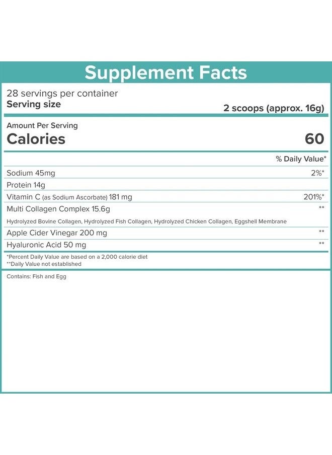 SkinnyFit - Super Youth Multi-Collagen Peptides Plus Apple Cider Vinegar, Hyaluronic Acid, & Vitamin C, Unflavored, Hair, Skin, Nail & Joint Support, Immunity, Healthy Metabolism, 28 Servings - Image 1