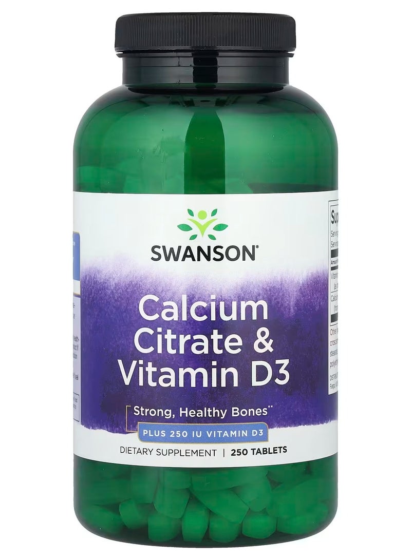 Swanson, Calcium Citrate & Vitamin D3, 250 Tablets