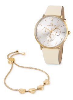 Women's Analog Round Shape Leather Wrist Watch 2770046 - 40 Mm