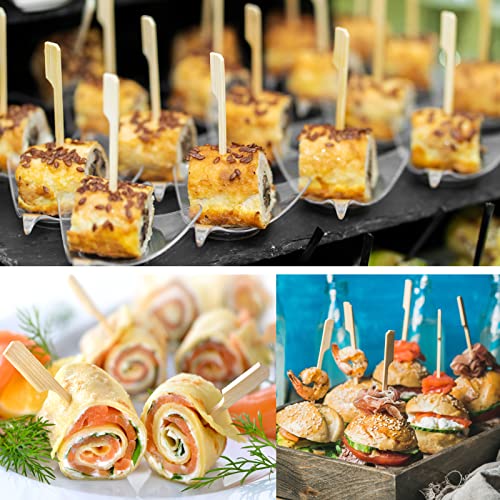 BBQStyle 200 PCS Bamboo Skewers for Appetizers, 4.7 Inch Toothpicks, Cocktail Picks for Drinks, Fruit Kababs, Sausage, Barbecue Snacks, Natural Wooden Paddle Skewer Mini Food Sticks, Charcuterie Accessories - Image 5