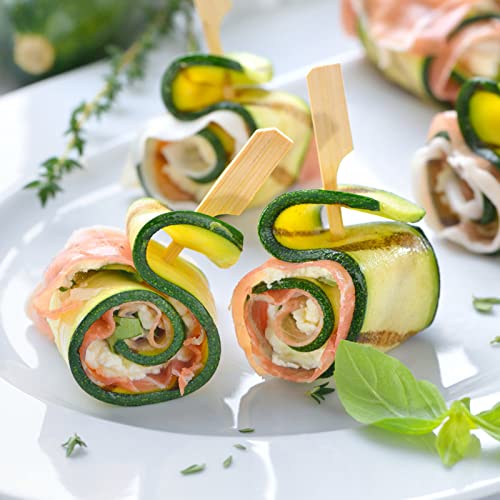 BBQStyle 200 PCS Bamboo Skewers for Appetizers, 4.7 Inch Toothpicks, Cocktail Picks for Drinks, Fruit Kababs, Sausage, Barbecue Snacks, Natural Wooden Paddle Skewer Mini Food Sticks, Charcuterie Accessories - Image 2