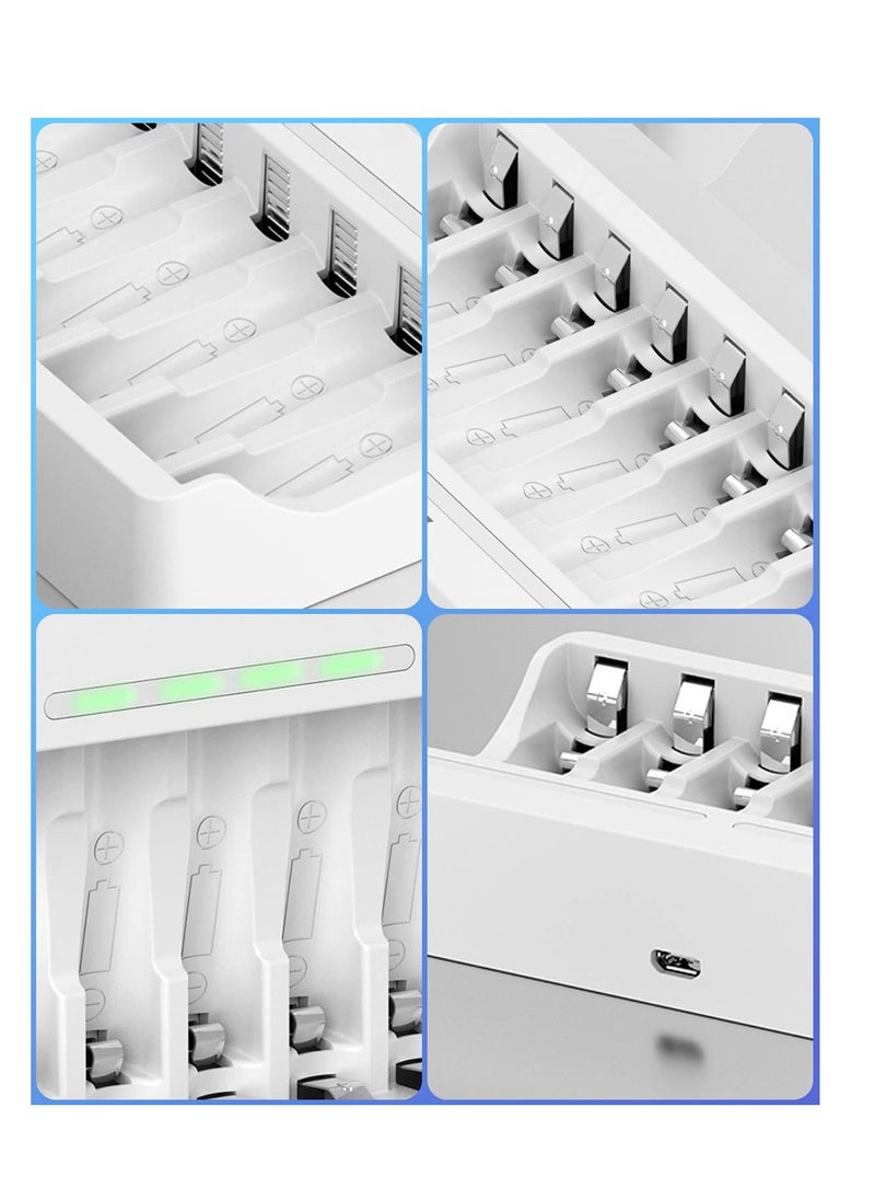 SYOSI - 8 Slots Battery Charger, for AA AAA Ni-MH Rechargeable Battery, 5V 2A Fast Charging Function, Micro USB Input, Intelligent Battery Detection Technology, Rechargeable AA AAA Battery Charger - Image 1