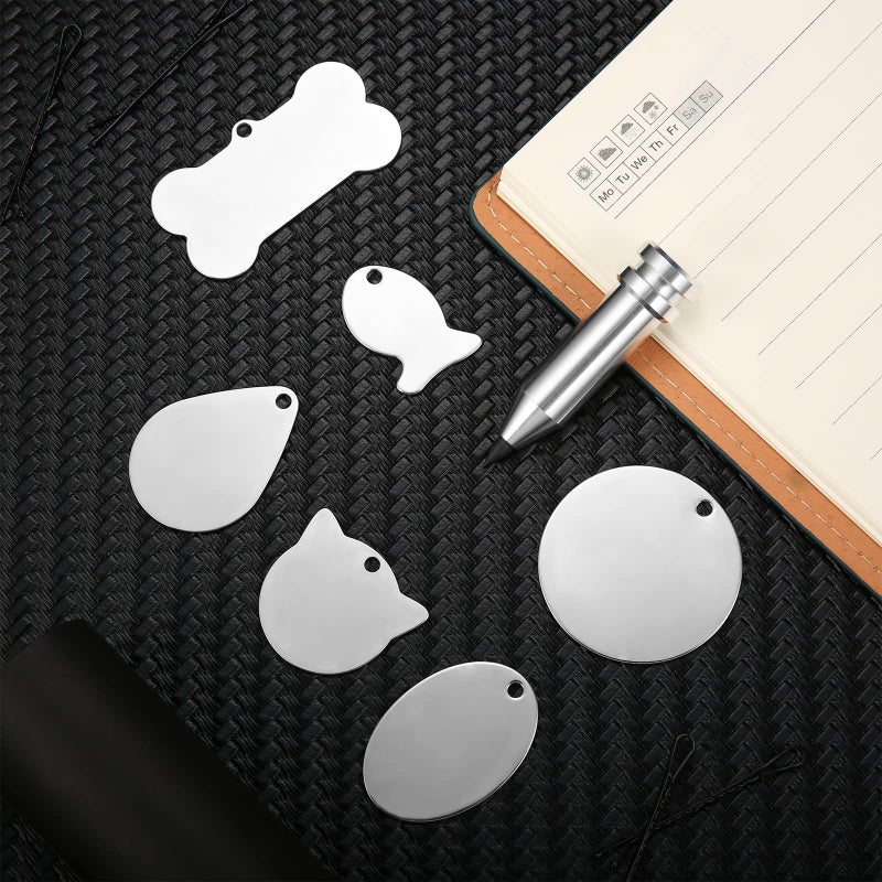 Zhehao Engraving Tip Etching Tool Engraving Tool with 6 Pieces Assorted Metal Stamping Blanks Compatible with Cricut Maker 3/Maker/Venture/Explore 3/air 2/air/one - Image 2