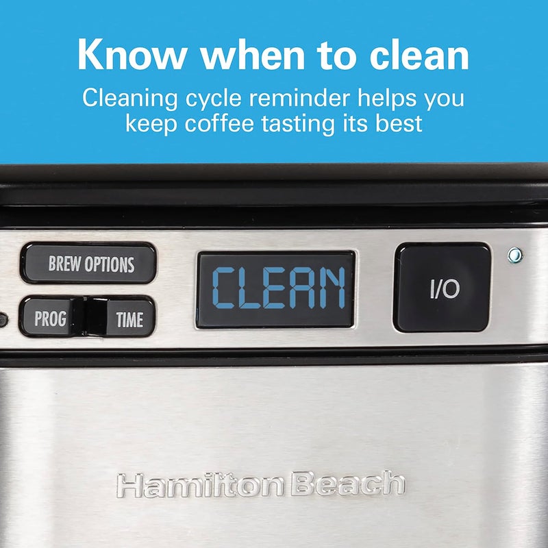 Hamilton Beach FrontFill® 12 Cup Programmable Coffee Maker, 1.7L Glass carafe, 950W, Wake up ready, 3 brewing options, Reusable mesh filter, Clean reminder, Auto shut off, 46310-ME - Image 4
