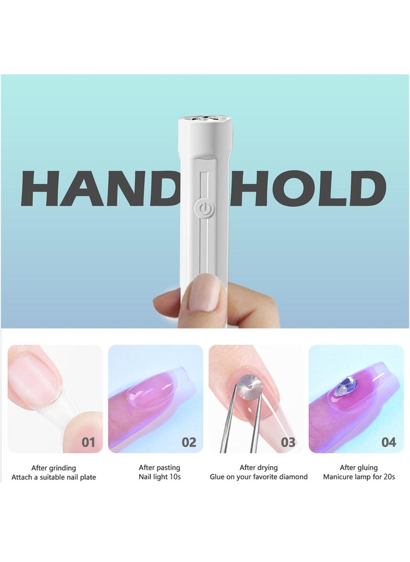 SYOSI - Handheld UV Nail Lamp, Mini UV Lamp for Gel Nails Rechargeable Nail Dryer Flashlight LED Gel Nail Lamp for Curing Glue Gel Nail Gems, Portable USB Nail Art Flashlight for Home DIY Manicure - Image 1