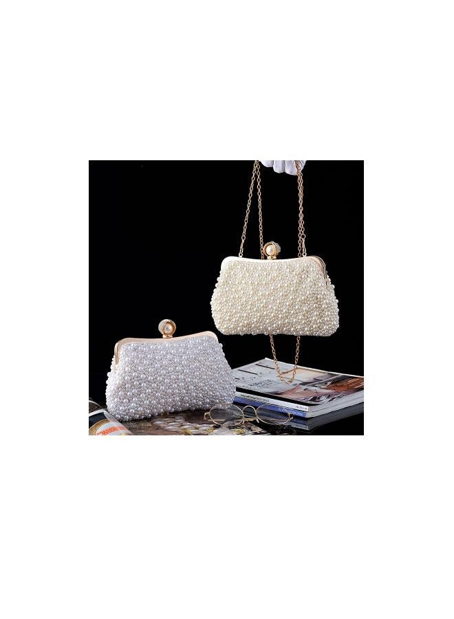 Off white Pearl Clutch Purses for Women Wedding Bride Pearl Evening Bag Party Clutch Wallet Tote Handbag  - Image 5