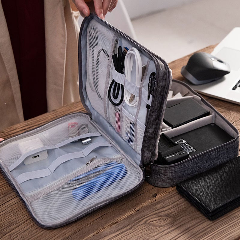Runhui Three-Layer Digital Bag Multifunctional Data Cable Storage Bag Mobile Power Headset Storage Bag Factory - Image 3