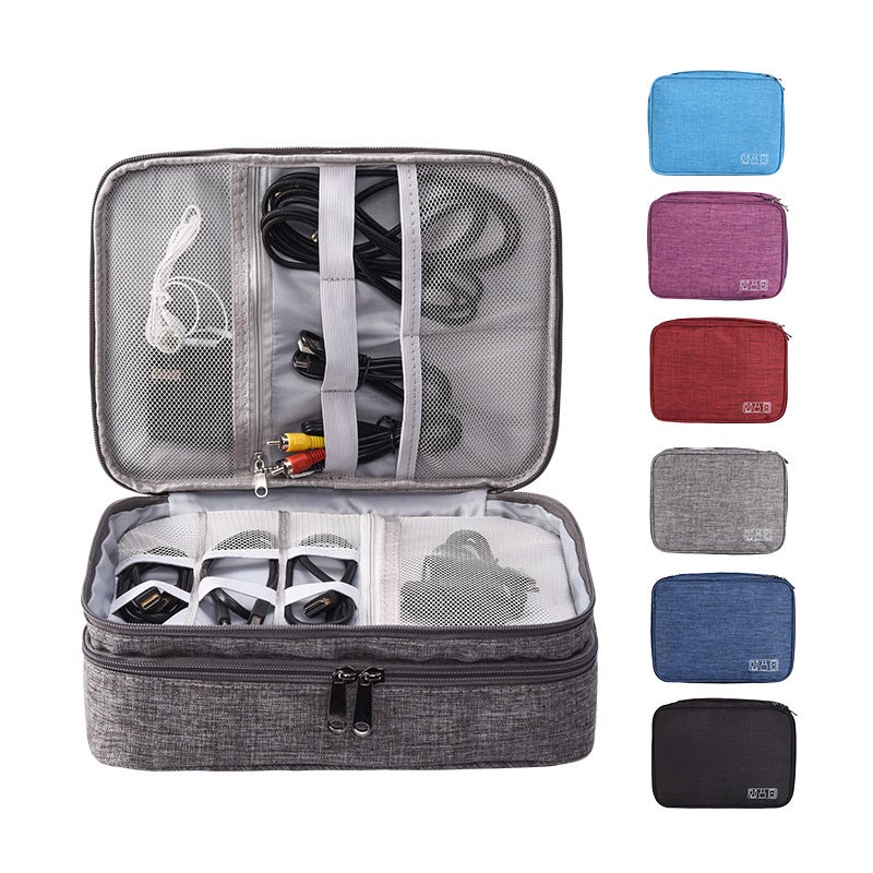 Runhui Three-Layer Digital Bag Multifunctional Data Cable Storage Bag Mobile Power Headset Storage Bag Factory - Image 2