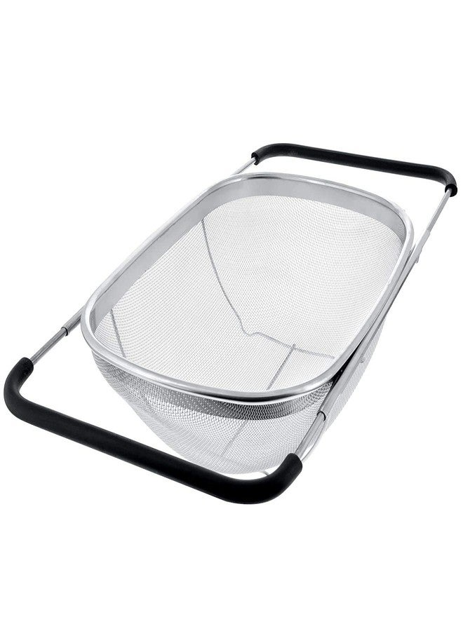 ULTRAZON Over The Sink Colander, 4 Quart Stainless Steel Oval Colander with Expandable Rubber Grip Handles, Fine Mesh Strainer Baskets Kitchen Colander for Strain, Drain, Rinse Vegetables, Fruits - Image 1