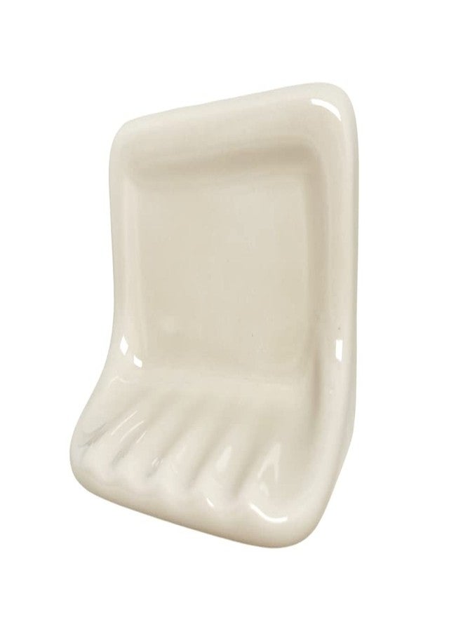 Tenedos Bone Almond Ceramic Soap Dish Holder for Bathroom Wall, Glazed Finish, Easy Tile Adhesion Install, Not for Flat Surface, Durable & Elegant - Image 3