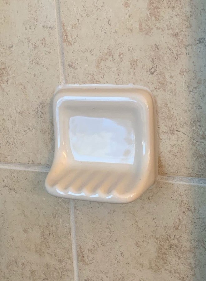 Tenedos Bone Almond Ceramic Soap Dish Holder for Bathroom Wall, Glazed Finish, Easy Tile Adhesion Install, Not for Flat Surface, Durable & Elegant - Image 4