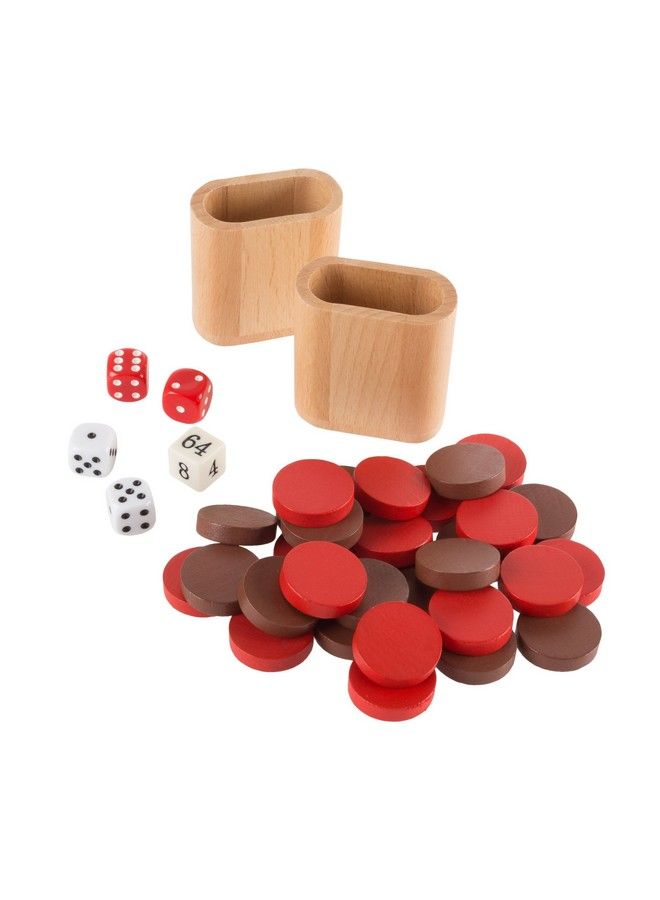 هاي! بلاي! مجموعة كاملة من لعبة طاولة الزهر الخشبية مع لوح قابل للطي للتخزين ومقبض محمول وملحقات لعبة كاملة للبالغين والأطفال (80Hchbk) - Image 5