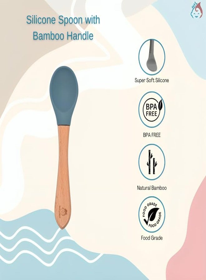 Babylief™ Silicone Baby Bib with Spoon Combo (Powder Blue) - Image 5
