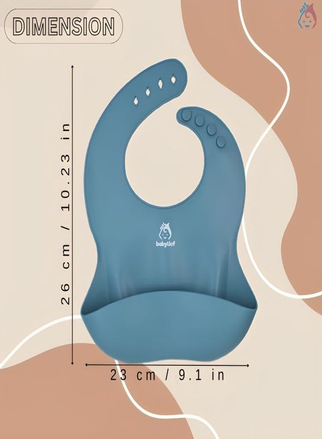 Babylief™ Silicone Baby Bib with Spoon Combo (Powder Blue) - Image 4