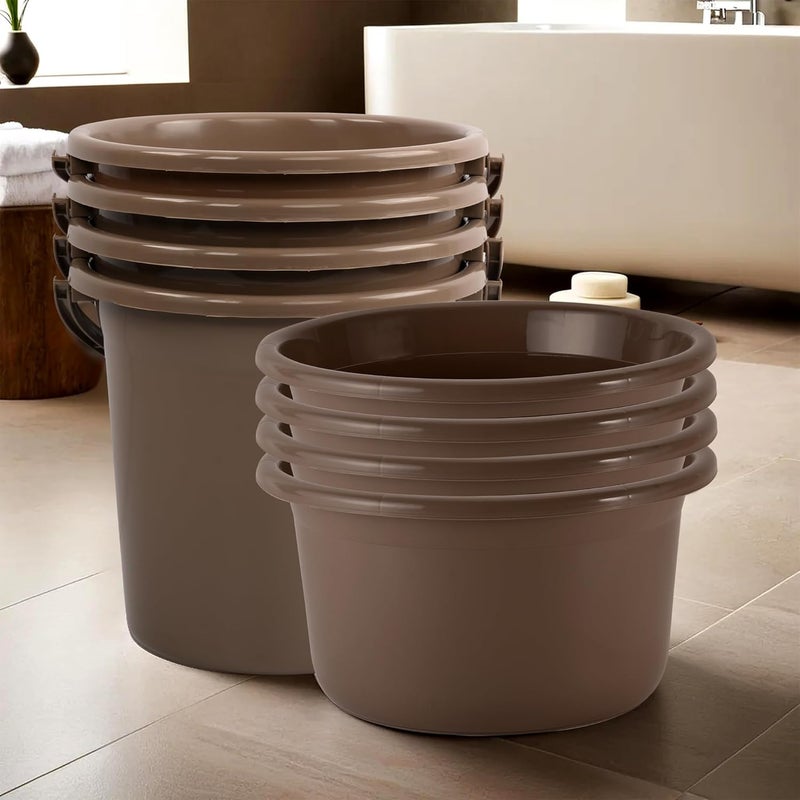 Urbane Home Urbane Home Set of 8 Bathroom Combo Set 4 Piece Tub 4 Piece Bucket Combo Set for Bathroom Bathing Set Bathware Set Modern Bathroom Accessories Set Brown  - Image 1
