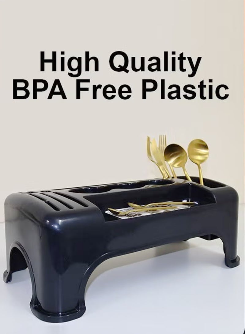 توشيونيكس منظم بلاستيكي متعدد الأقسام لسطح المطبخ مع مساحة لتخزين السكاكين والتوابل والأواني - Image 2