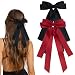 MIKONIKO Bow Hair Clips 2PCS Set for Women and Girls Black White Ribbon Bows for Hair with Long Tail Alligator Clip Black Red - Image 2