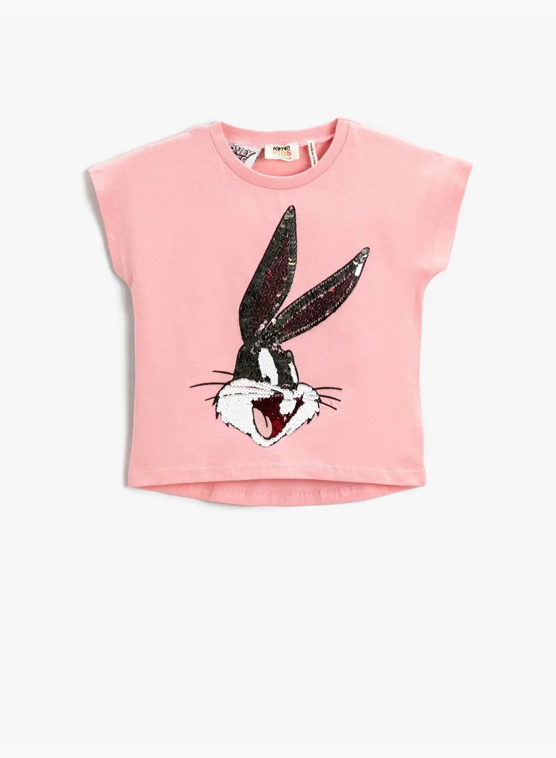 KOTON Bugs Bunny Licensed Printed Short Sleeve T-Shirt Cotton