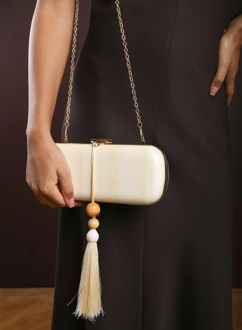 Where's That From  Falcon Marble Finish Tassel Clutch Bag for Women | Best Price UAE