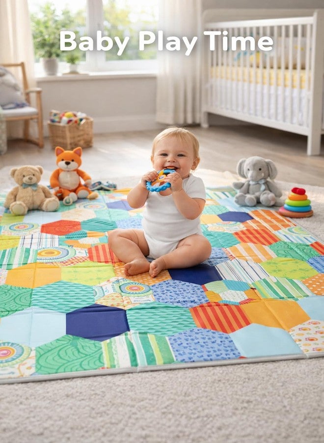 RIVUGJA Colorful Baby Play Mat Soft Foam Foldable Kids Crawling Mat Non Slip Waterproof Floor Rug Infant Toddler Activity Carpet Indoor Play Area Pad 150x150 CM - Image 4