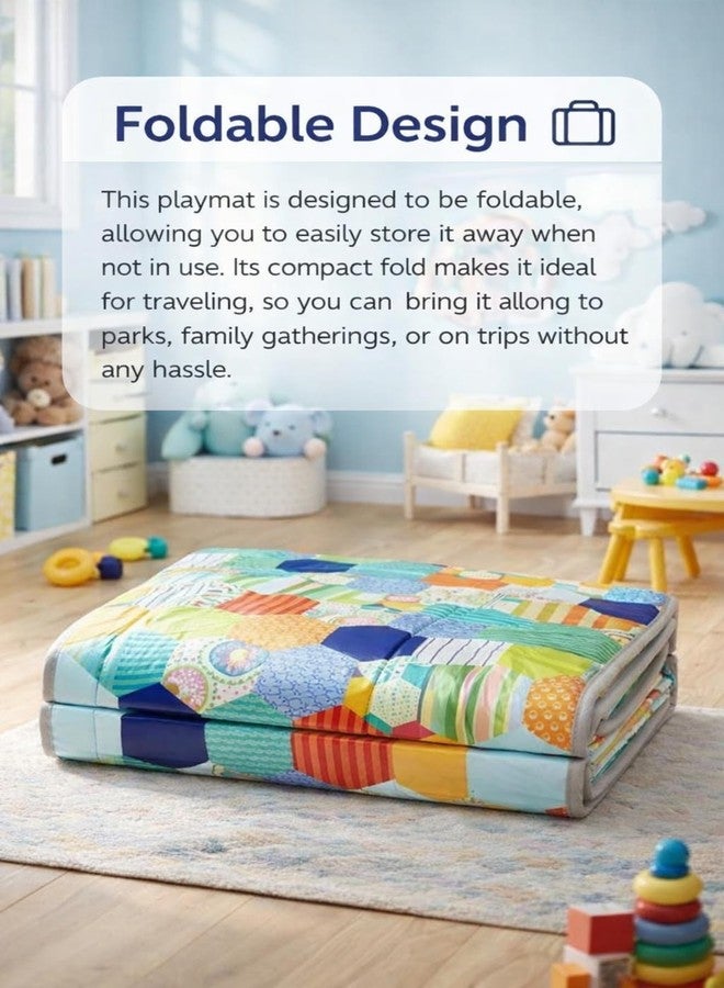 RIVUGJA Colorful Baby Play Mat Soft Foam Foldable Kids Crawling Mat Non Slip Waterproof Floor Rug Infant Toddler Activity Carpet Indoor Play Area Pad 150x150 CM - Image 2