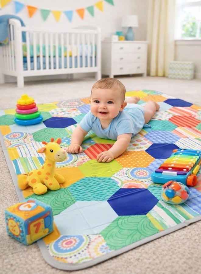 RIVUGJA Colorful Baby Play Mat Soft Foam Foldable Kids Crawling Mat Non Slip Waterproof Floor Rug Infant Toddler Activity Carpet Indoor Play Area Pad 150x150 CM - Image 1