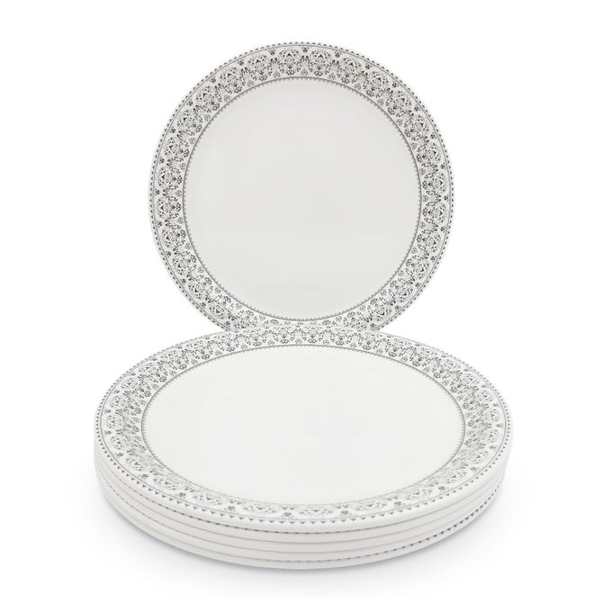 | PURE MELAMINE | BUFFET PLATE SET  MANILA GREY 12.5 (6 NOS.) | STAIN FREE, GLAZED FINISH
