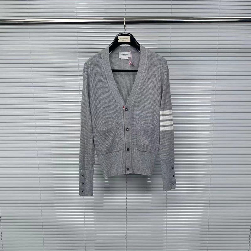 Tb Tom Waffle V-Neck Cardigan Men'S And Women'S Same Casual Comfortable All-Match Cardigan - Image 5
